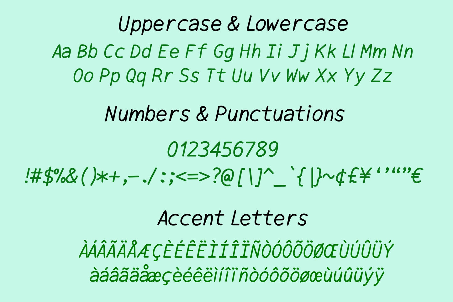 Handwritten Font - Green Salad