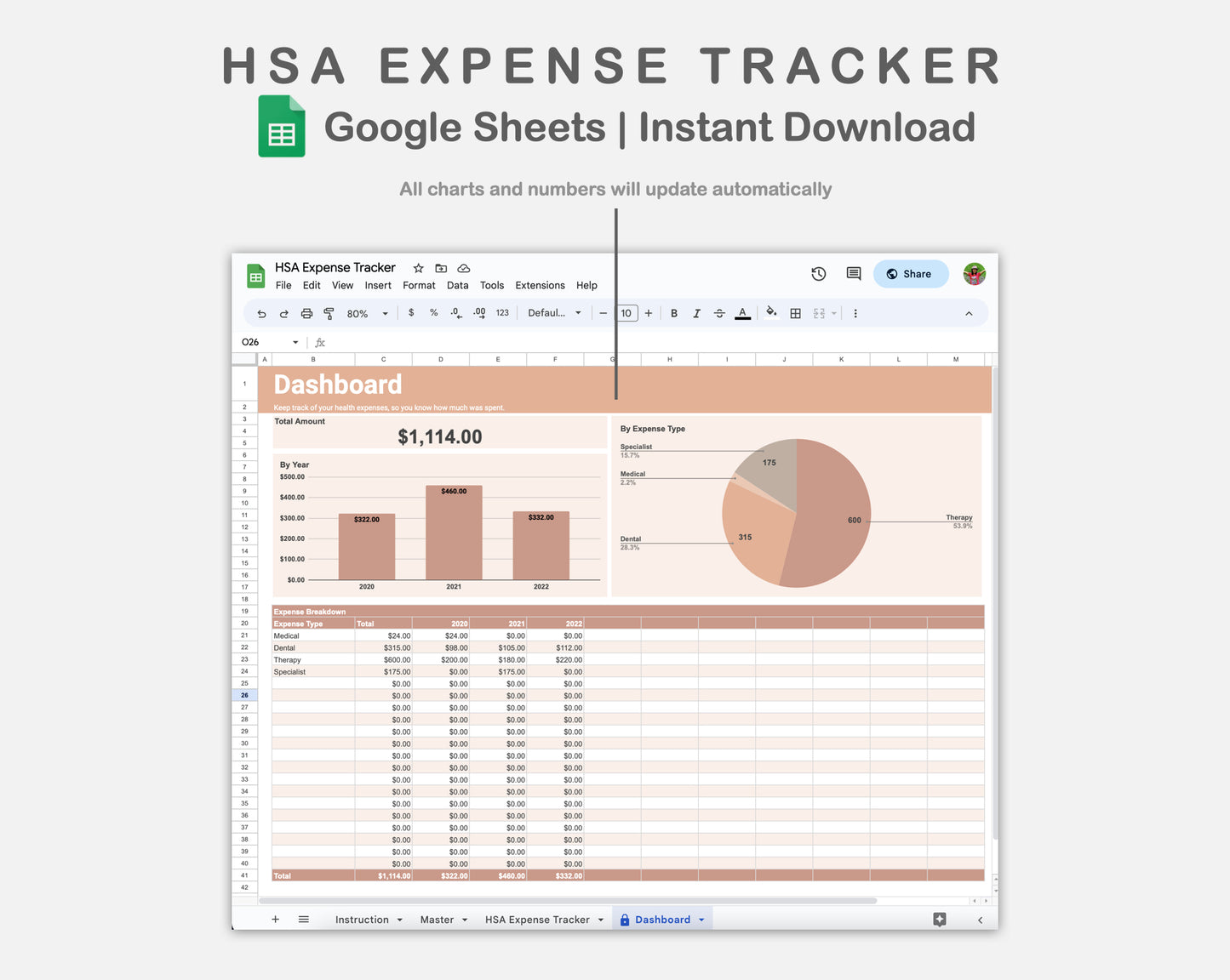 Google Sheets - HSA Expense Tracker - Neutral