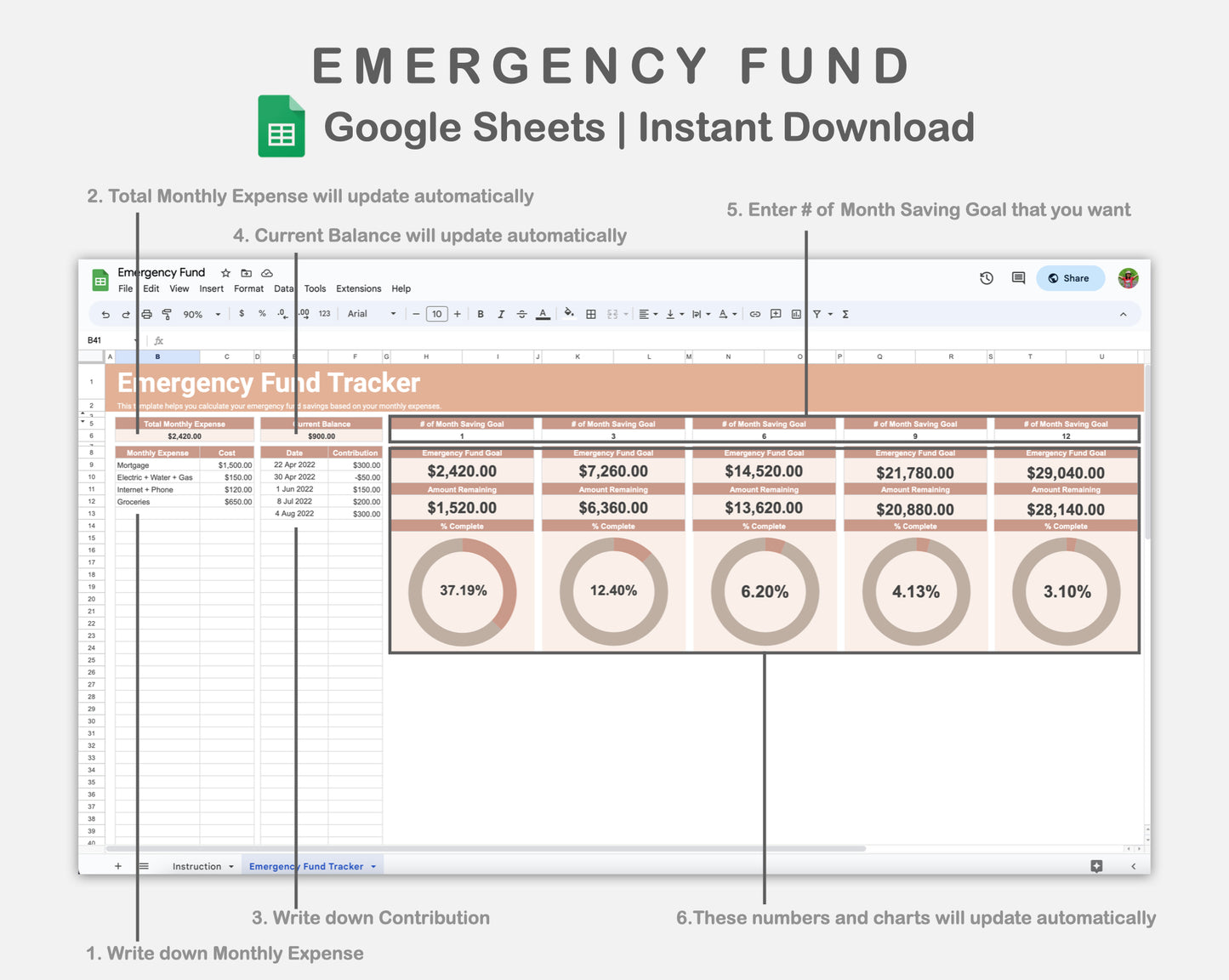 Google Sheets - Emergency Fund - Neutral