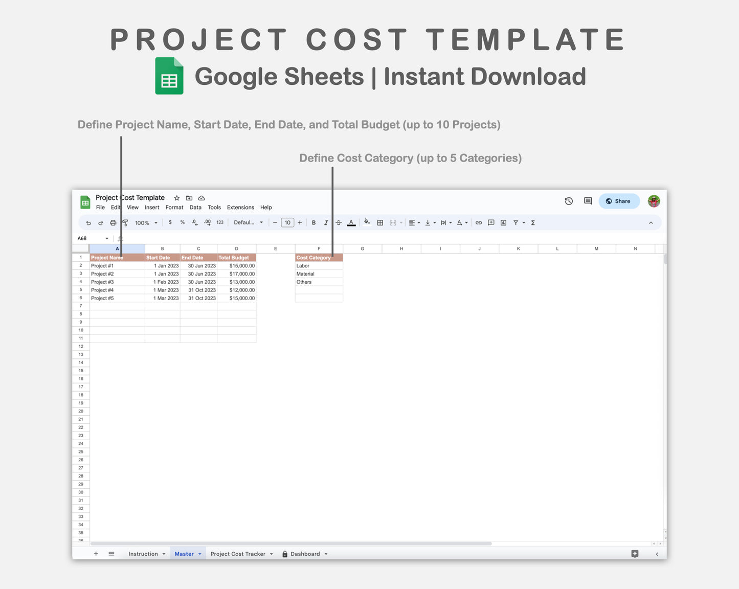 Google Sheets - Project Cost Template - Neutral