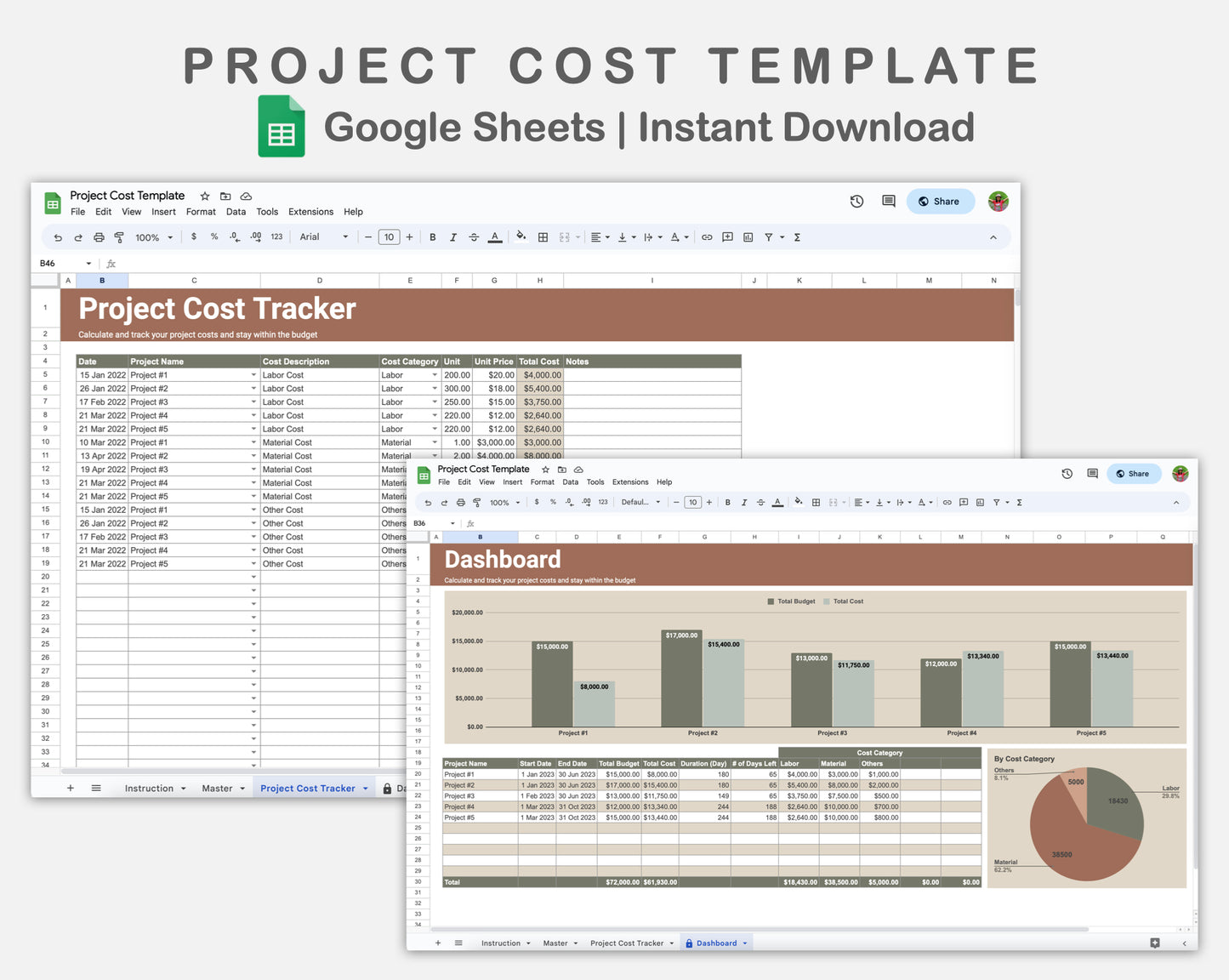 Google Sheets - Project Cost Template - Earthy