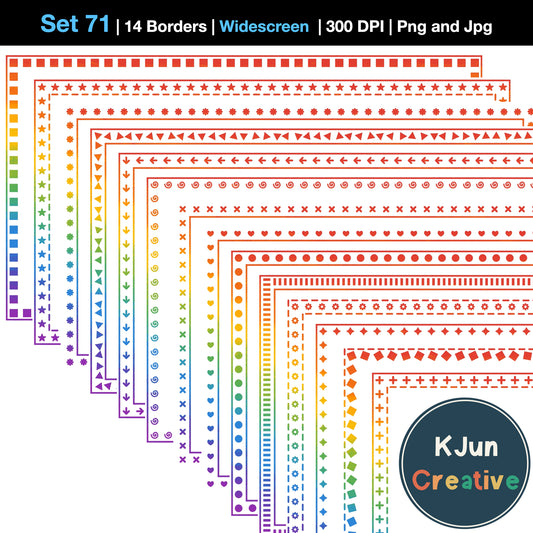 Widescreen Border Clipart Set 71 - Rainbow - Google Slides & PowerPoint