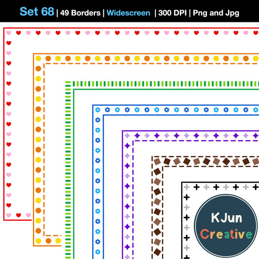 Widescreen Border Clipart Set 68 - Colorful - Google Slides and PowerPoint