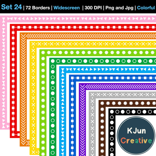 Widescreen Border Clipart Set 24 - Colorful - Google Slides and PowerPoint