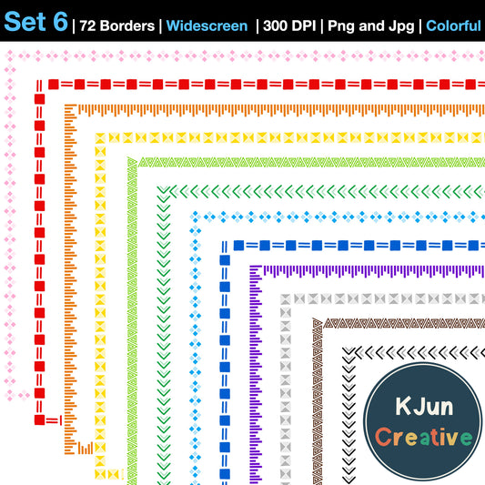 Widescreen Border Clipart Set 6 - Colorful - Google Slides and PowerPoint