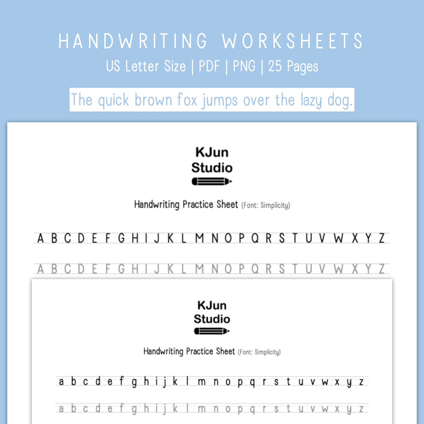 Handwriting Practice Sheets - Simplicity Font
