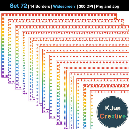 Widescreen Border Clipart Set 72 - Rainbow - Google Slides & PowerPoint