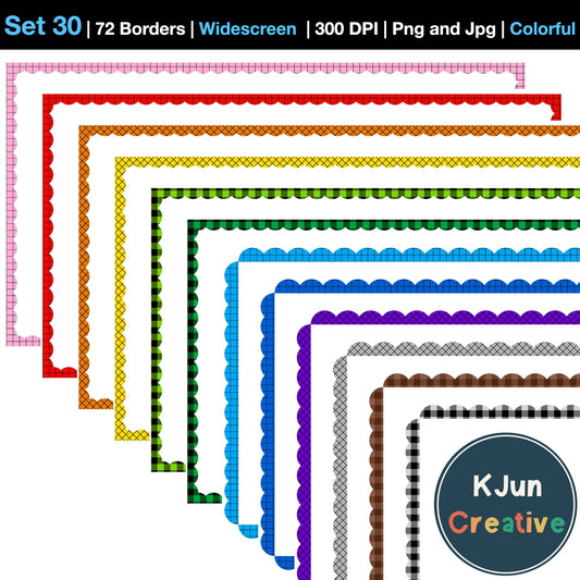 Widescreen Border Clipart Set 30 - Colorful Scallop - Google Slides & PowerPoint