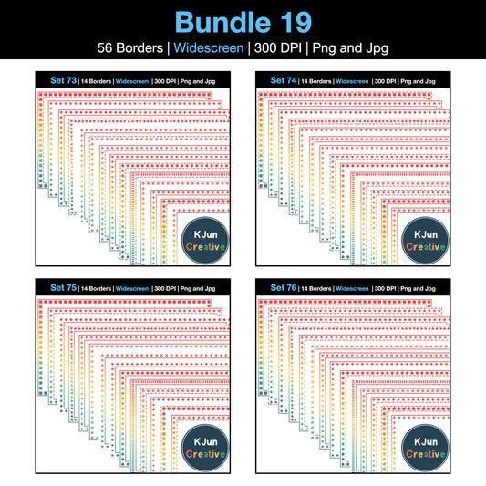 Widescreen Border Clipart Bundle 19 - Vintage Rainbow - Google Slides