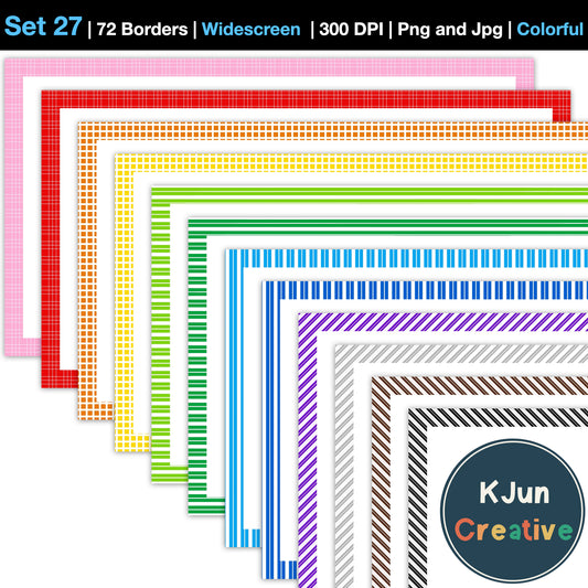 Widescreen Border Clipart Set 27 - Colorful - Google Slides and PowerPoint