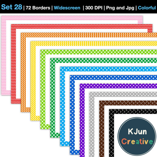 Widescreen Border Clipart Set 28 - Colorful - Google Slides and PowerPoint