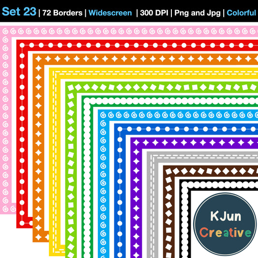 Widescreen Border Clipart Set 23 - Colorful - Google Slides and PowerPoint