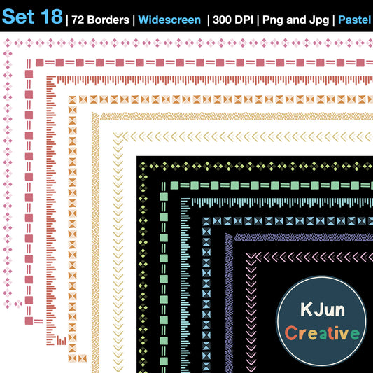 Widescreen Border Clipart Set 18 - Pastel - Google Slides and PowerPoint