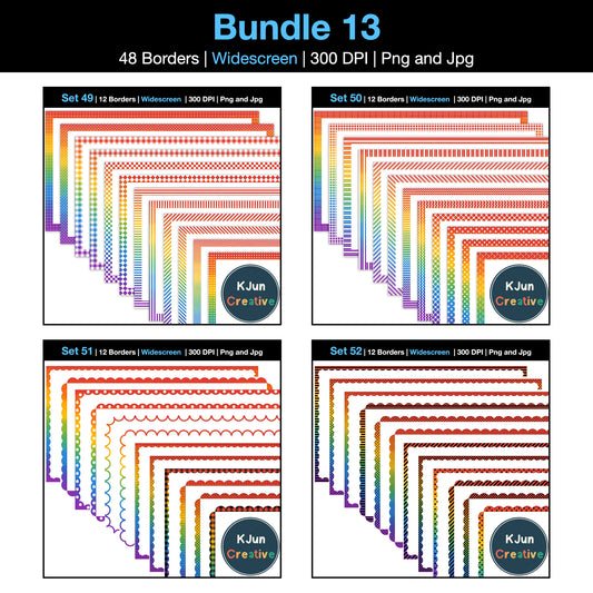 Widescreen Border Clipart Bundle 13 - Rainbow - Google Slides & PowerPoint