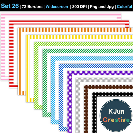 Widescreen Border Clipart Set 26 - Colorful - Google Slides and PowerPoint