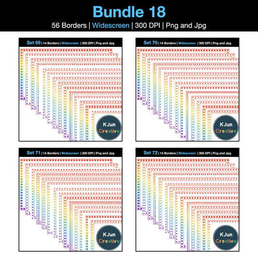 Widescreen Border Clipart Bundle 18 - Rainbow - Google Slides & PowerPoint