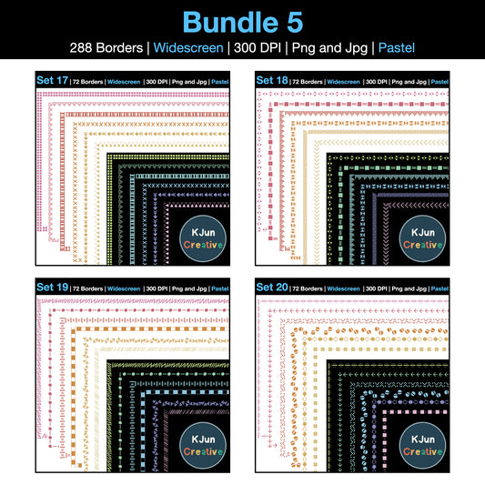 Widescreen Border Clipart Bundle 5 - Pastel - Google Slides and PowerPoint
