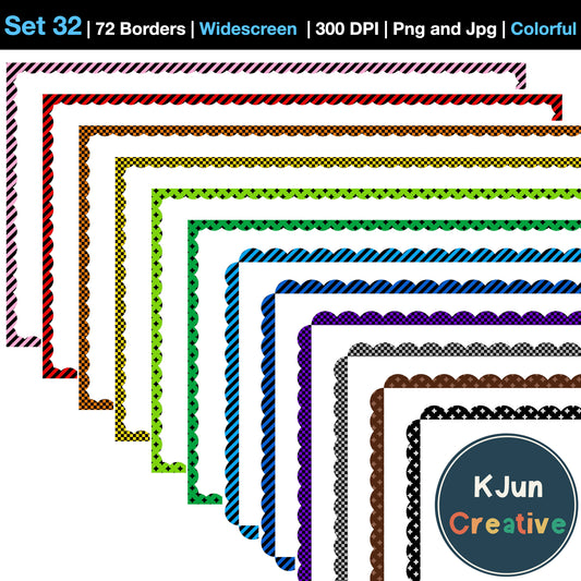 Widescreen Border Clipart Set 32 - Colorful Scallop - Google Slides & PowerPoint