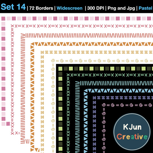 Widescreen Border Clipart Set 14 - Pastel - Google Slides and PowerPoint