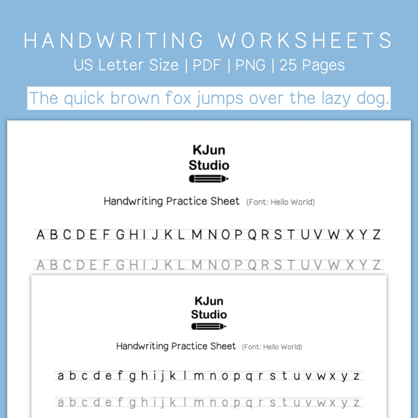 Handwriting Practice Sheets - Hello World Font
