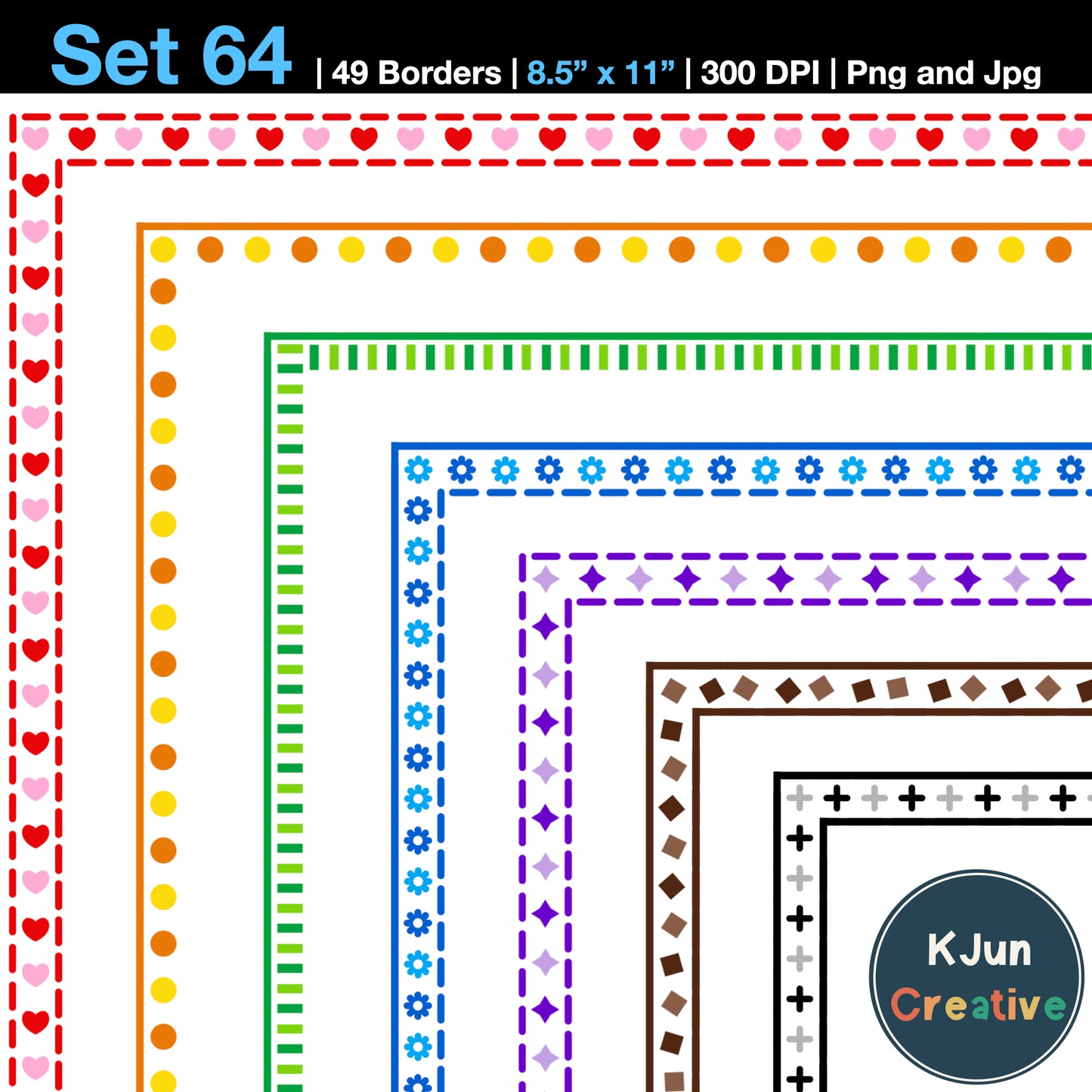 Border Clipart Set 64 - Colorful - Page Borders and Frames