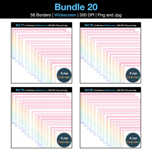 Widescreen Border Clipart Bundle 20 - Pastel Rainbow - Google Slides