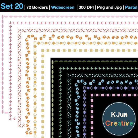 Widescreen Border Clipart Set 20 - Pastel - Google Slides and PowerPoint