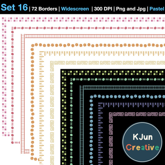 Widescreen Border Clipart Set 16 - Pastel - Google Slides and PowerPoint