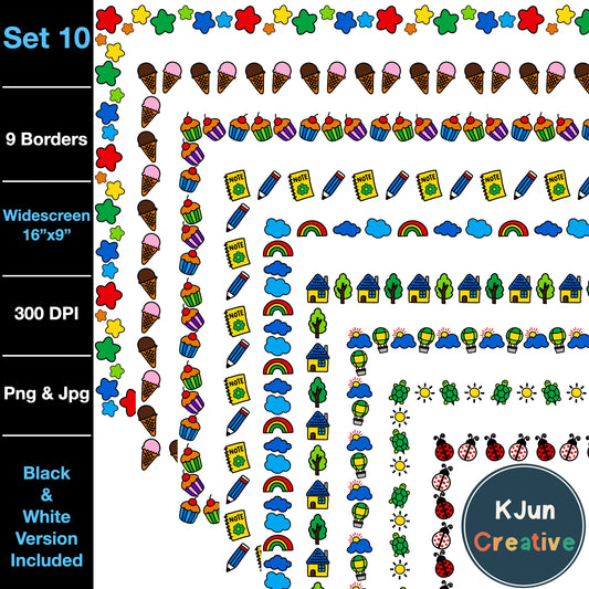 Widescreen Border Clipart Set 10 - Google Slides and PowerPoint