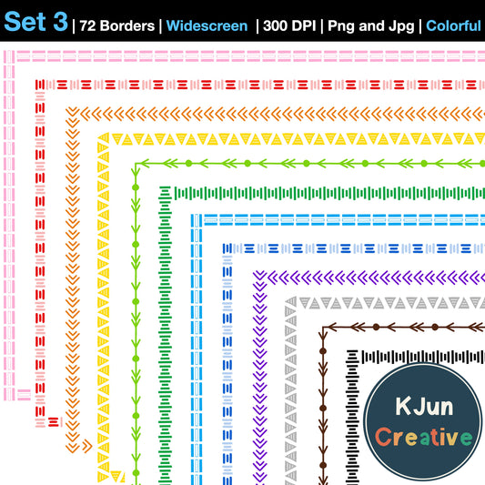 Widescreen Border Clipart Set 3 - Colorful - Google Slides and PowerPoint