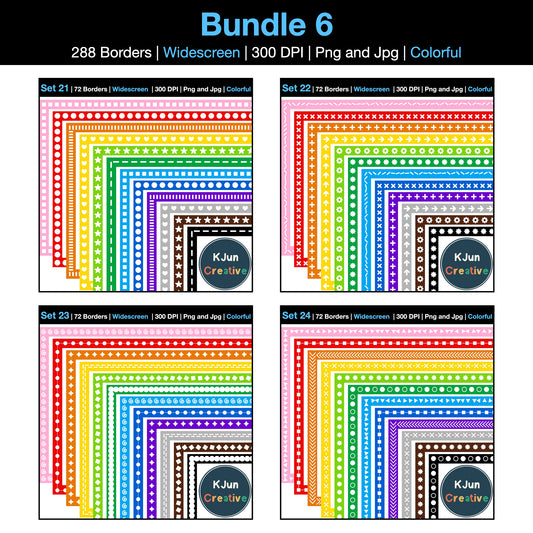 Widescreen Border Clipart Bundle 6 - Colorful - Google Slides and PowerPoint
