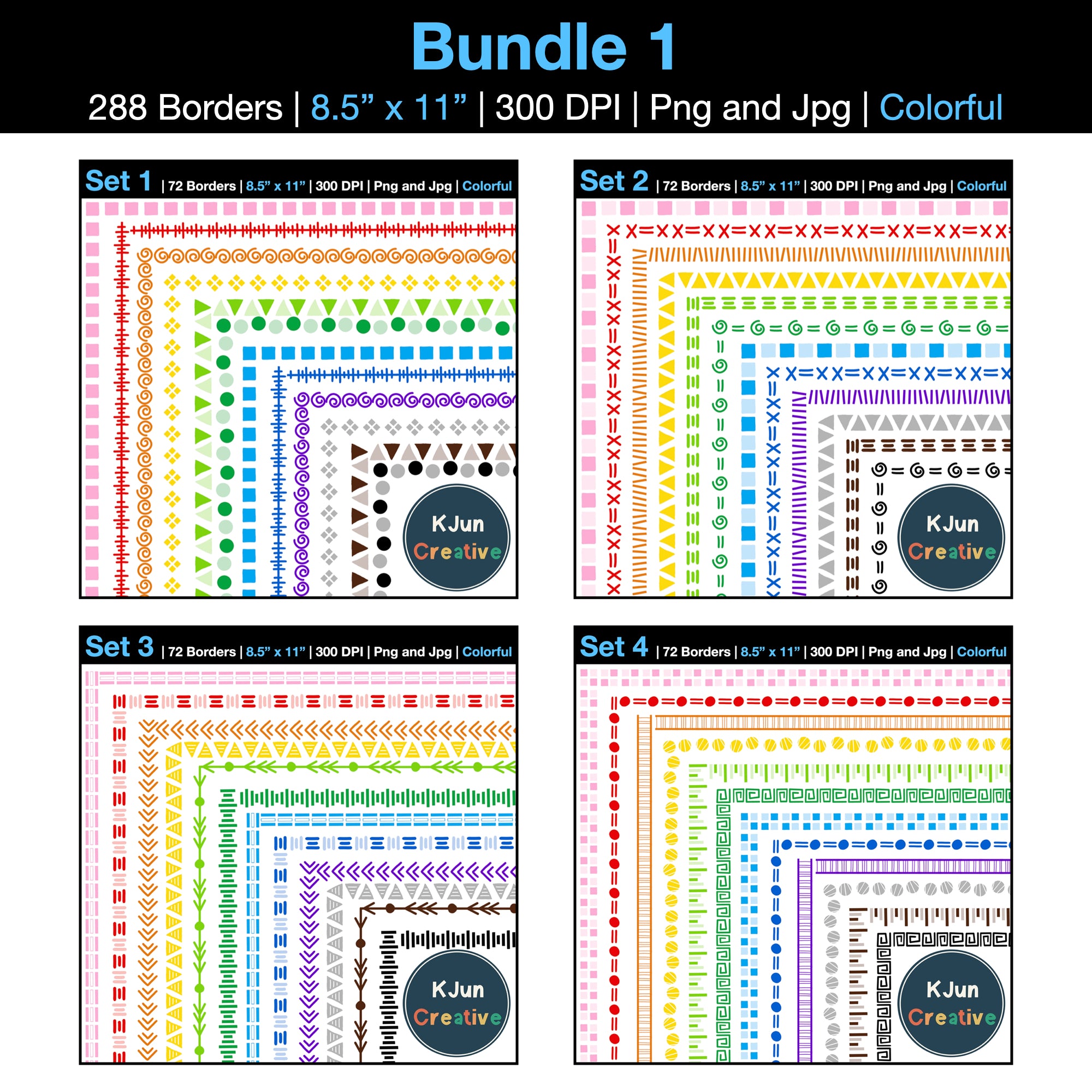 Border Clipart Bundle 1 - Colorful - Page Borders and Frames – kjunstudio border-clipart-bundle-1-colorful-page-borders-and-frames-kjunstudio