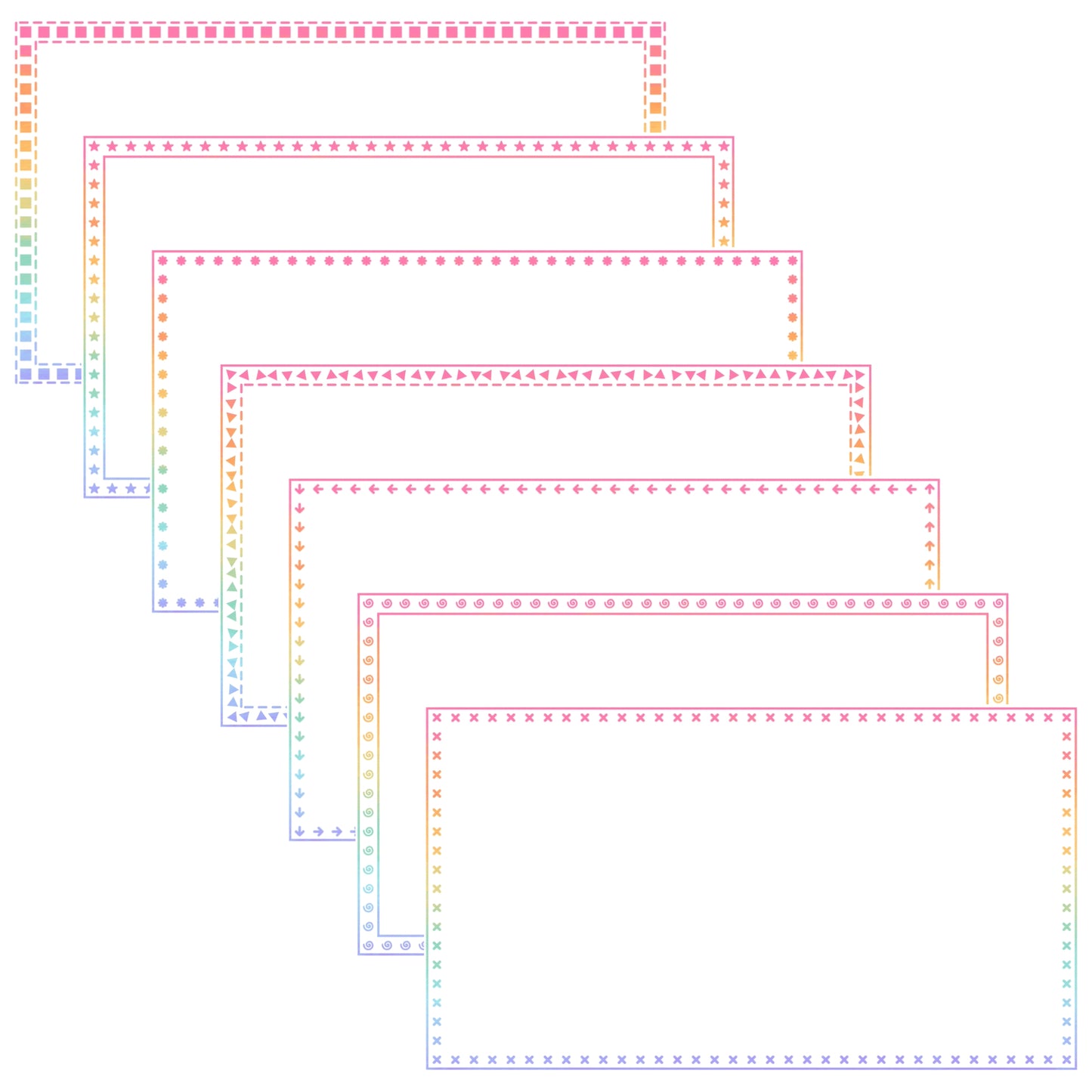 Widescreen Border Clipart Set 78 - Pastel Rainbow - Google Slides & PowerPoint