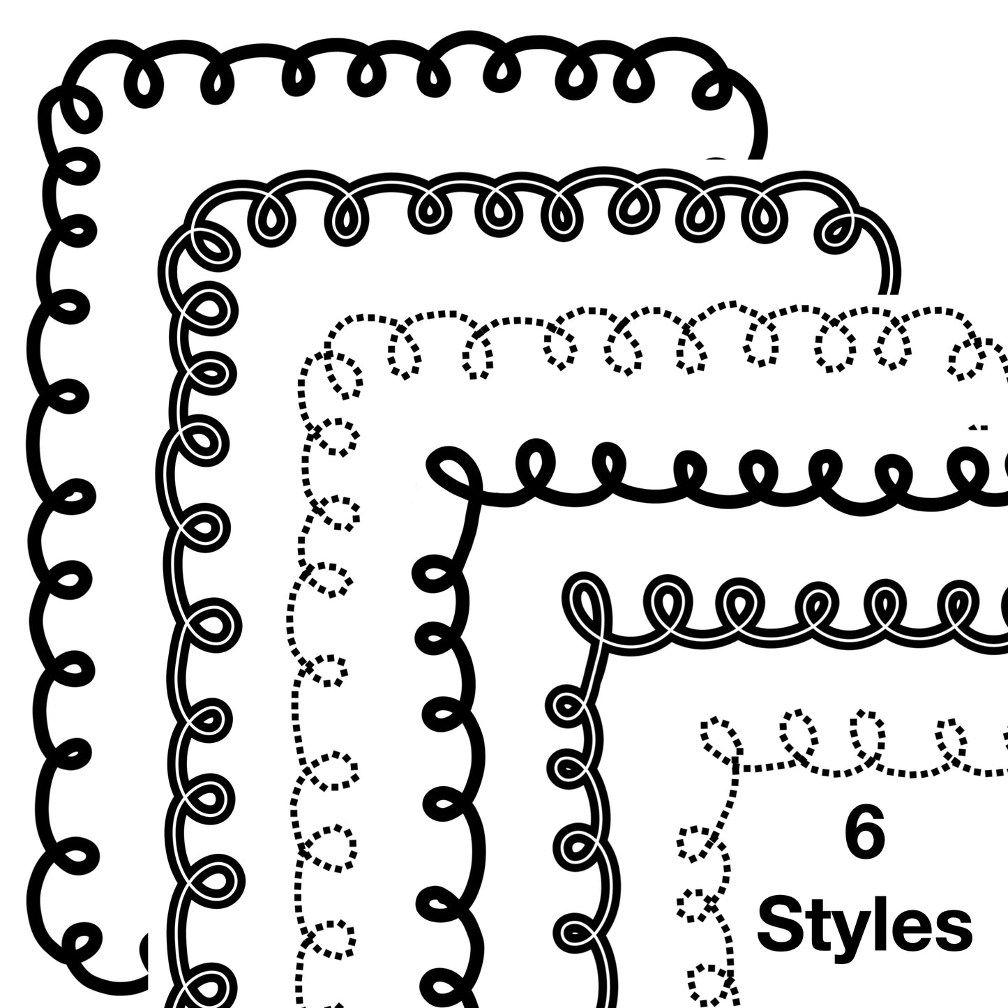 Border Clipart Set 35 - Colorful Curly - Page Borders and Frames