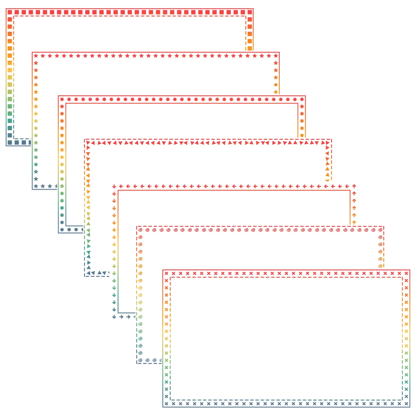 Widescreen Border Clipart Set 73 - Vintage Rainbow - Google Slides & PowerPoint