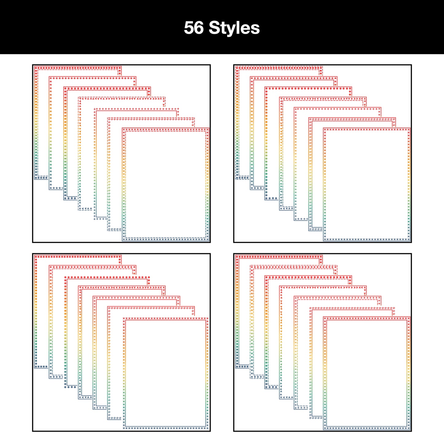 Border Clipart Bundle 19 - Vintage Rainbow - Page Borders and Frames