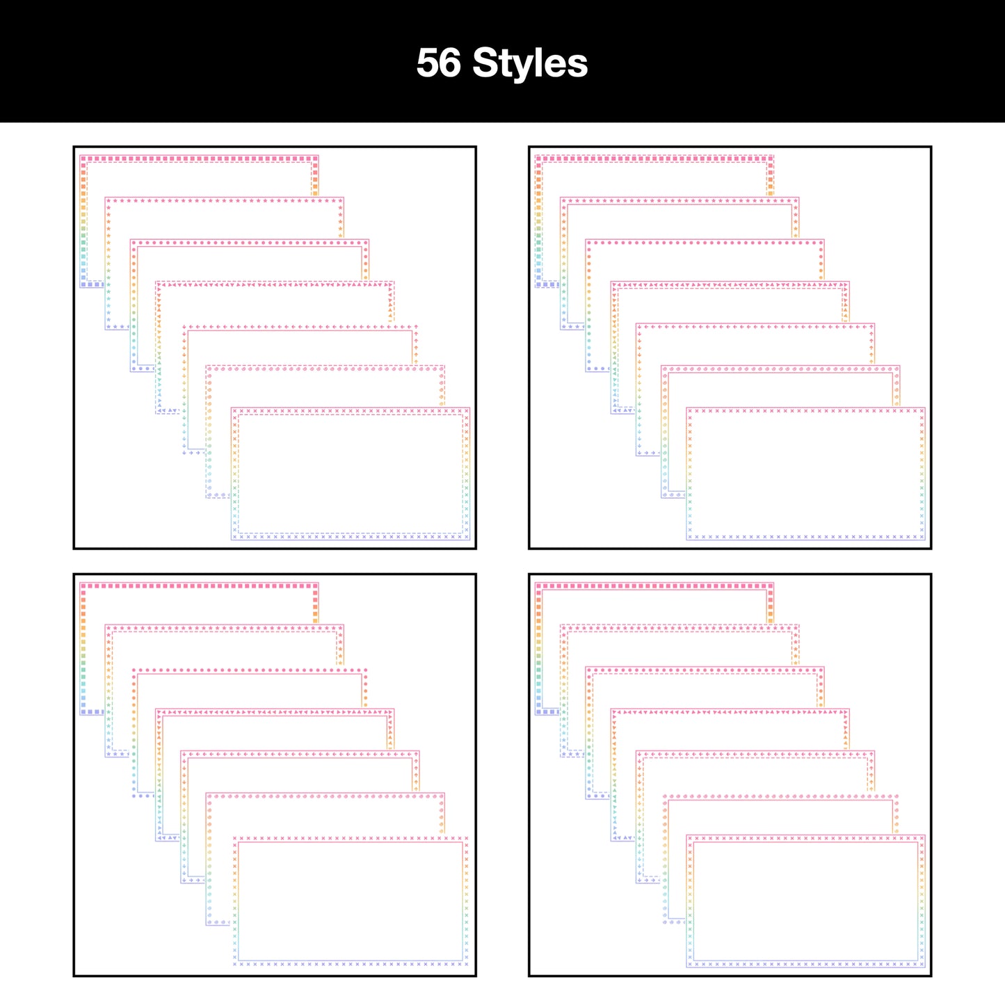 Widescreen Border Clipart Bundle 20 - Pastel Rainbow - Google Slides