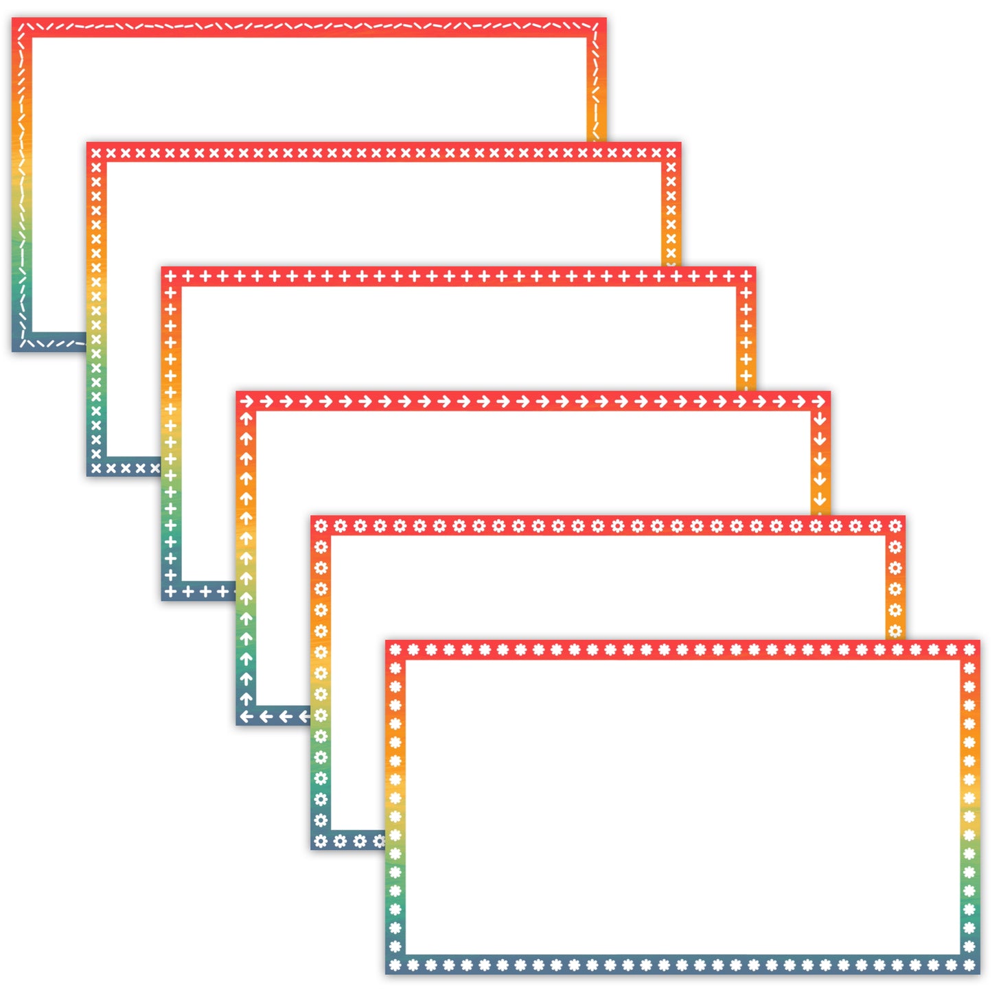 Widescreen Border Clipart Set 42 - Vintage Rainbow - Google Slides & PowerPoint