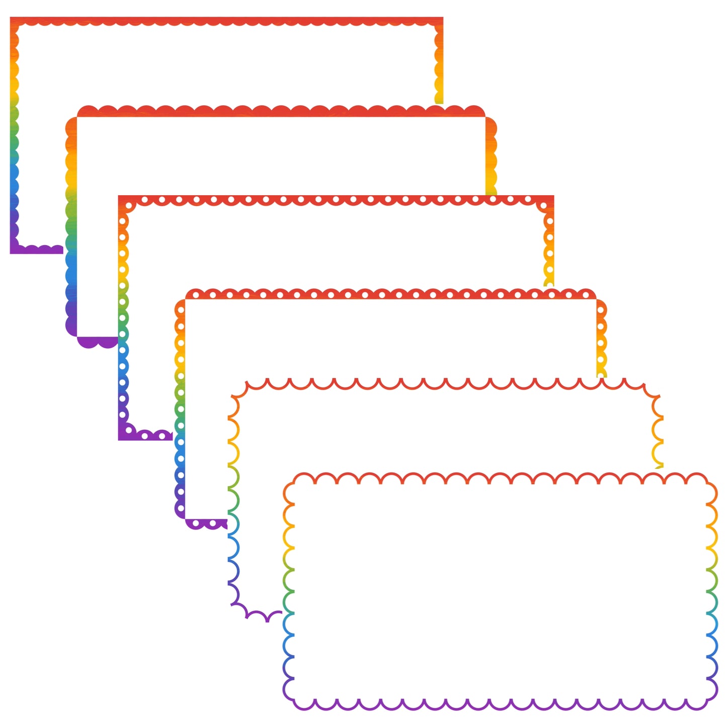 Widescreen Border Clipart Set 51 - Rainbow Scallop - Google Slides & PowerPoint