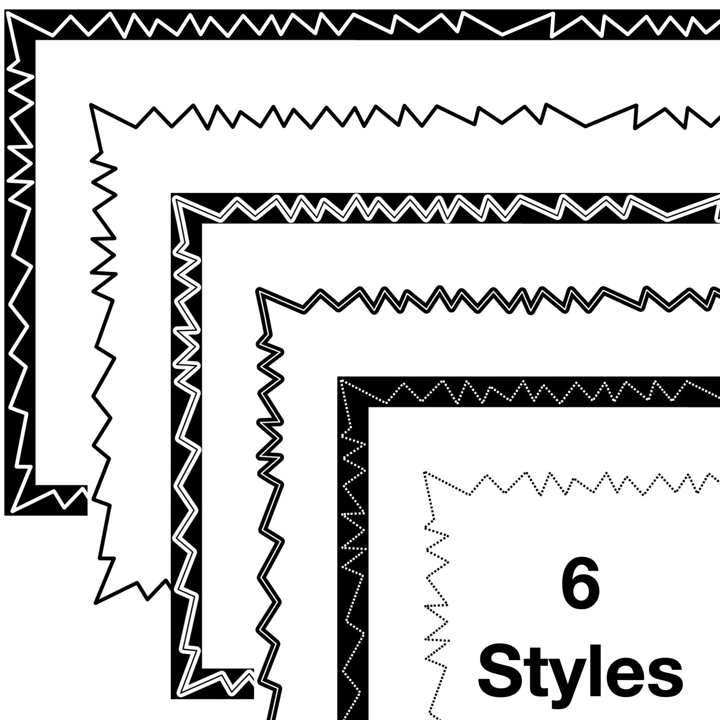 Widescreen Border Clipart Set 34 - Colorful Zigzag - Google Slides & PowerPoint