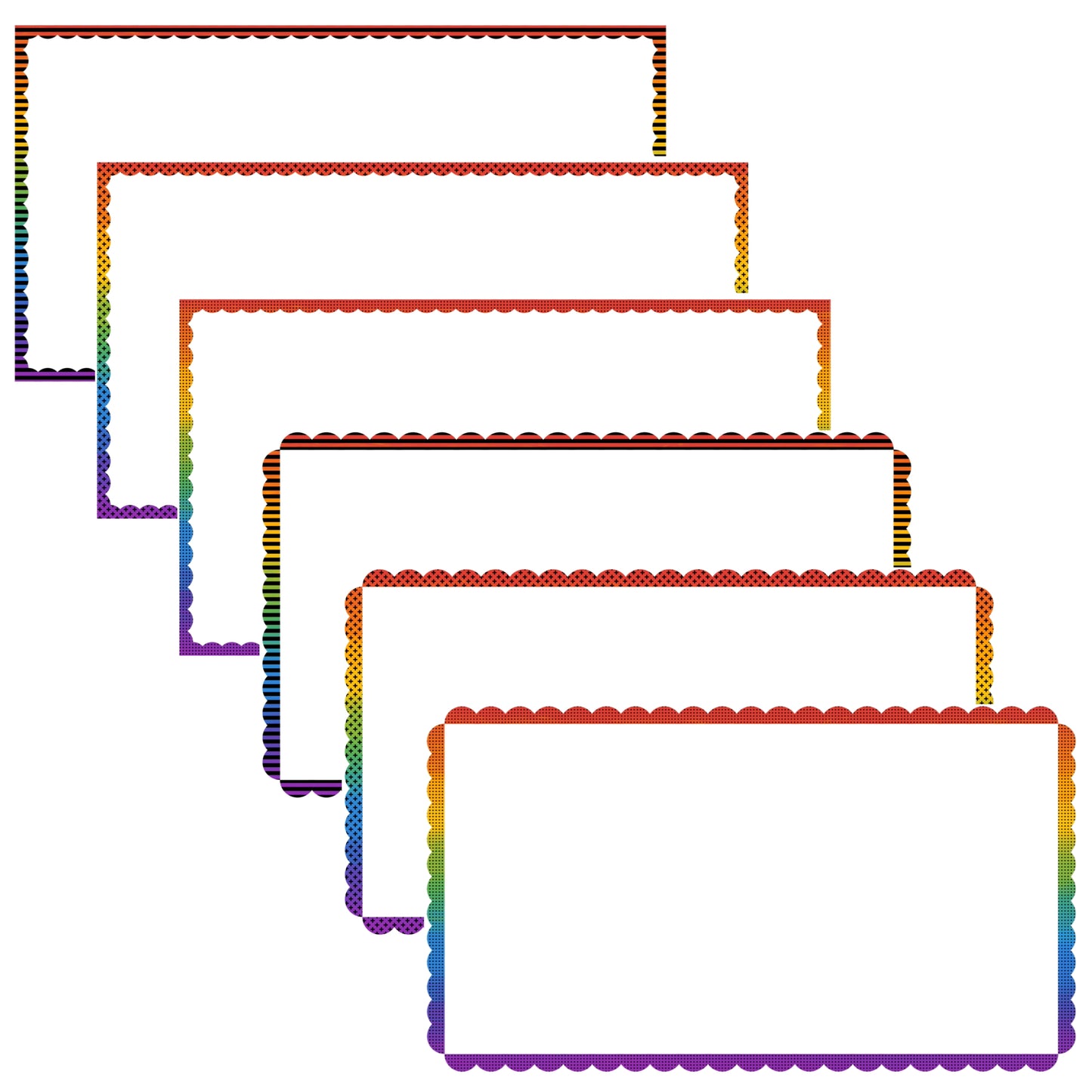 Widescreen Border Clipart Set 52 - Rainbow Scallop - Google Slides & PowerPoint
