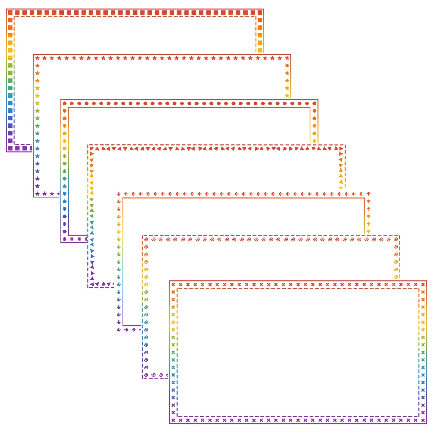 Widescreen Border Clipart Set 69 - Rainbow - Google Slides & PowerPoint