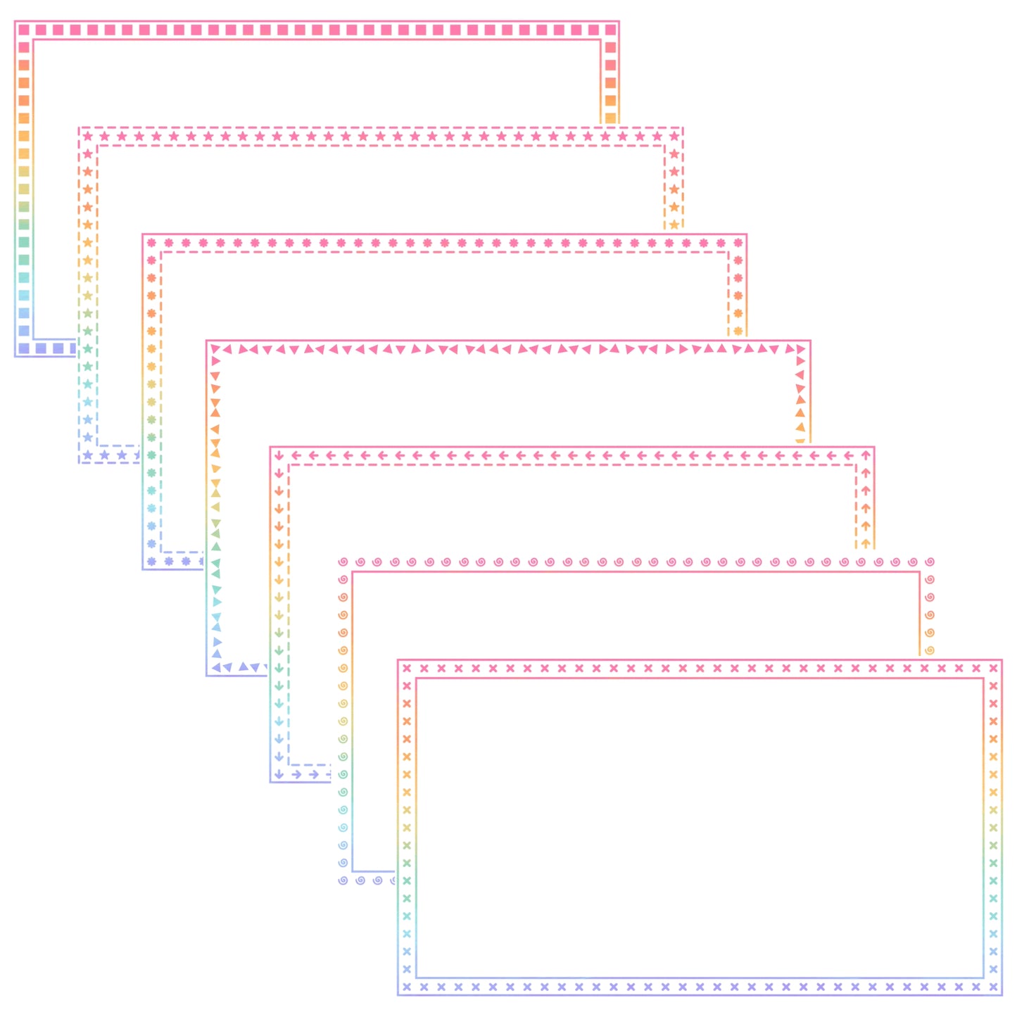 Widescreen Border Clipart Set 80 - Pastel Rainbow - Google Slides & PowerPoint
