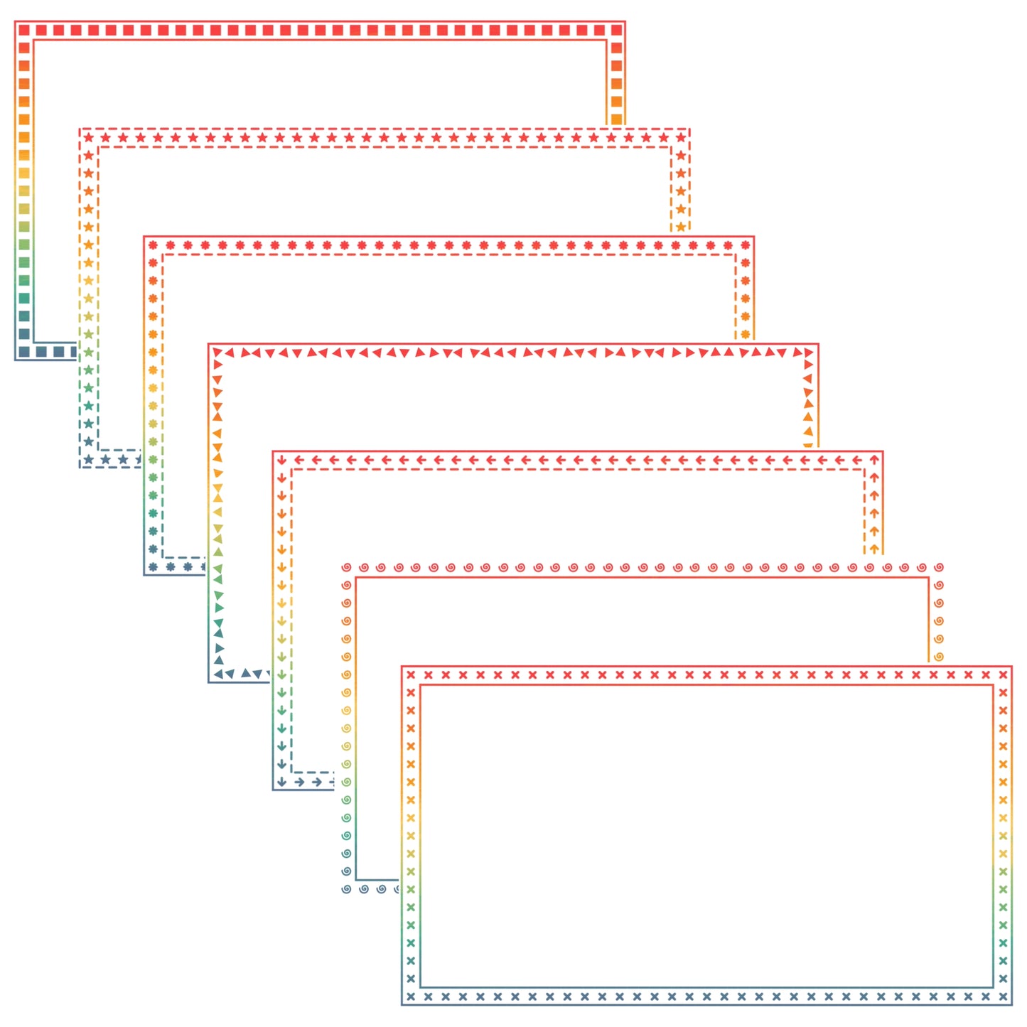 Widescreen Border Clipart Set 76 - Vintage Rainbow - Google Slides & PowerPoint