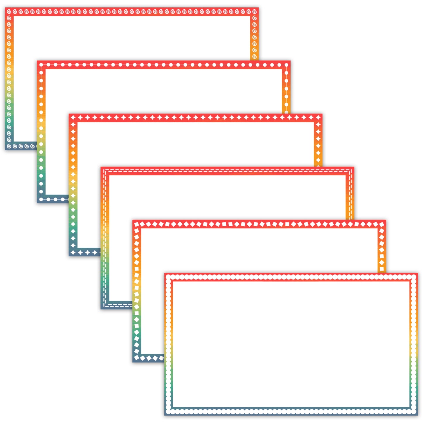 Widescreen Border Clipart Set 43 - Vintage Rainbow - Google Slides & PowerPoint