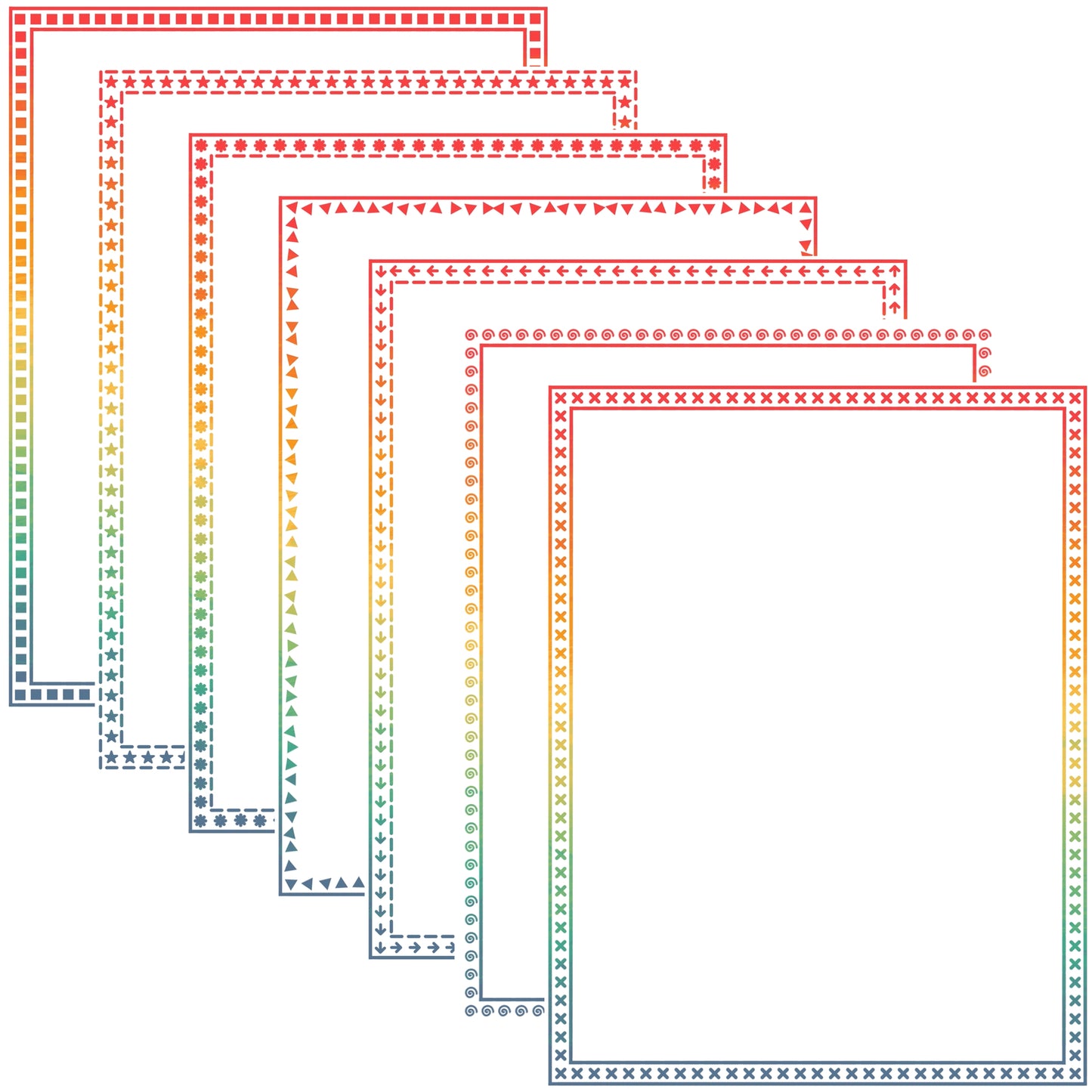Border Clipart Set 76 - Vintage Rainbow - Page Borders and Frames