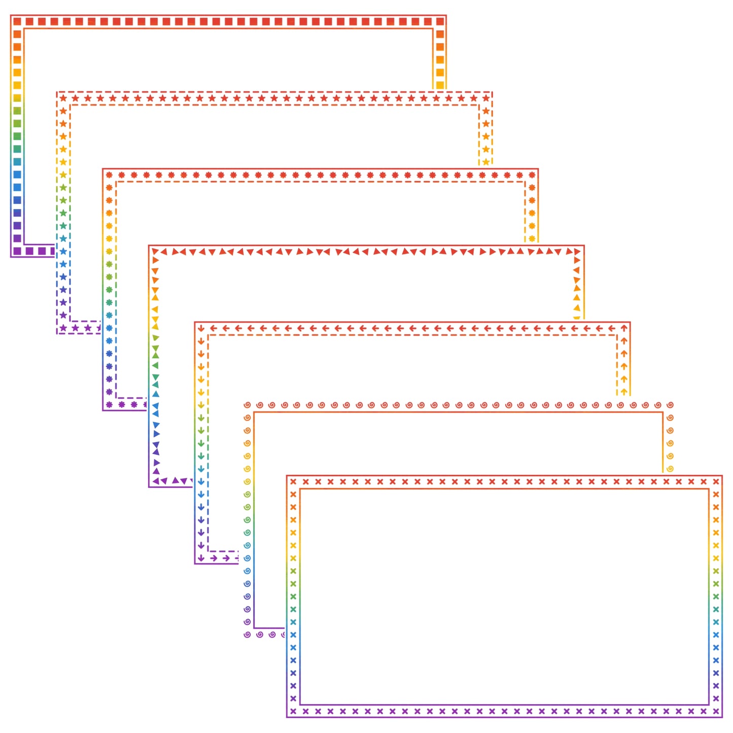 Widescreen Border Clipart Set 72 - Rainbow - Google Slides & PowerPoint