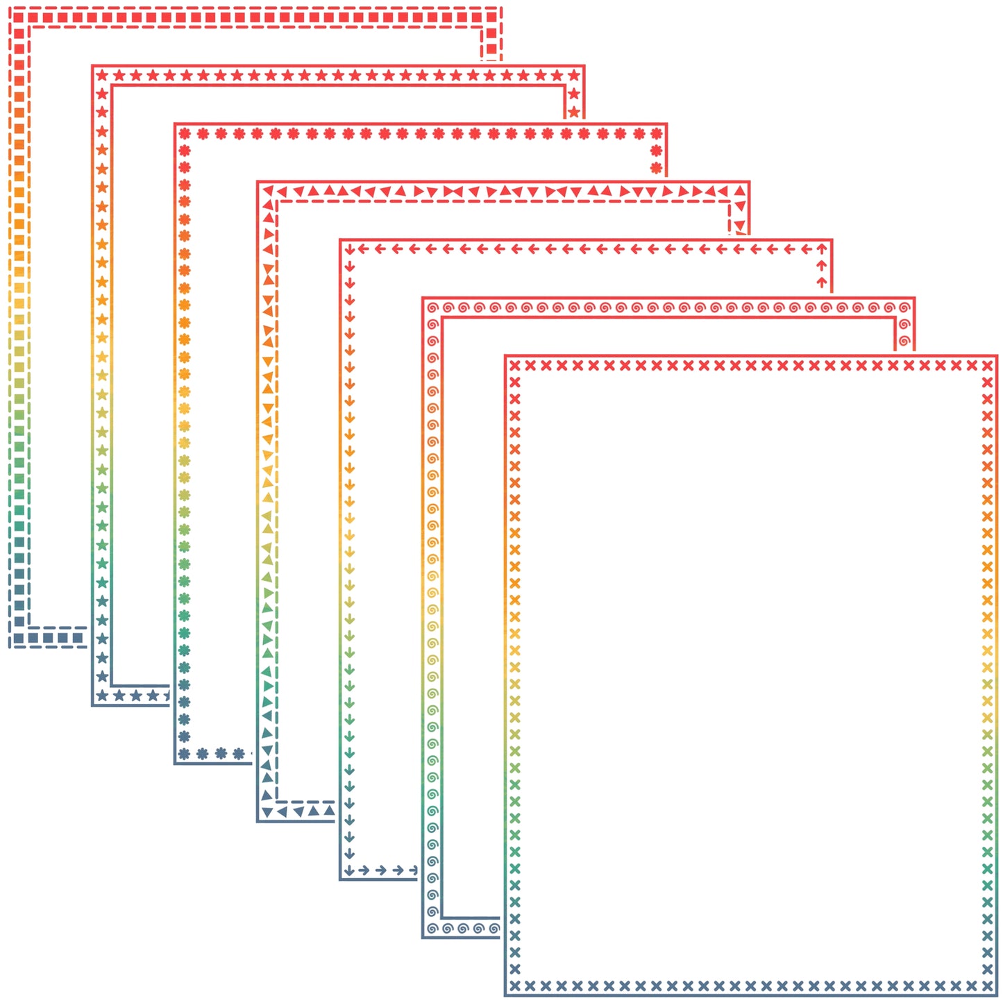 Border Clipart Set 74 - Vintage Rainbow - Page Borders and Frames