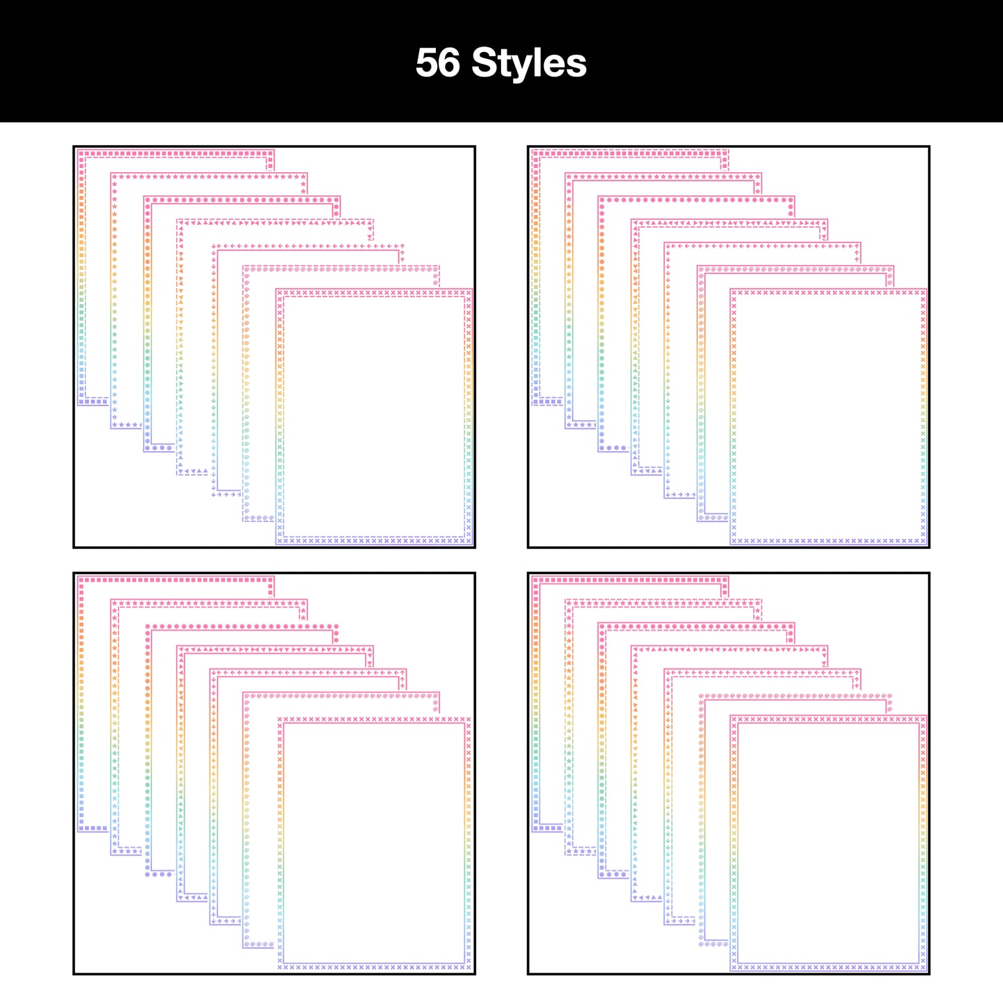 Border Clipart Bundle 20 - Pastel Rainbow - Page Borders and Frames