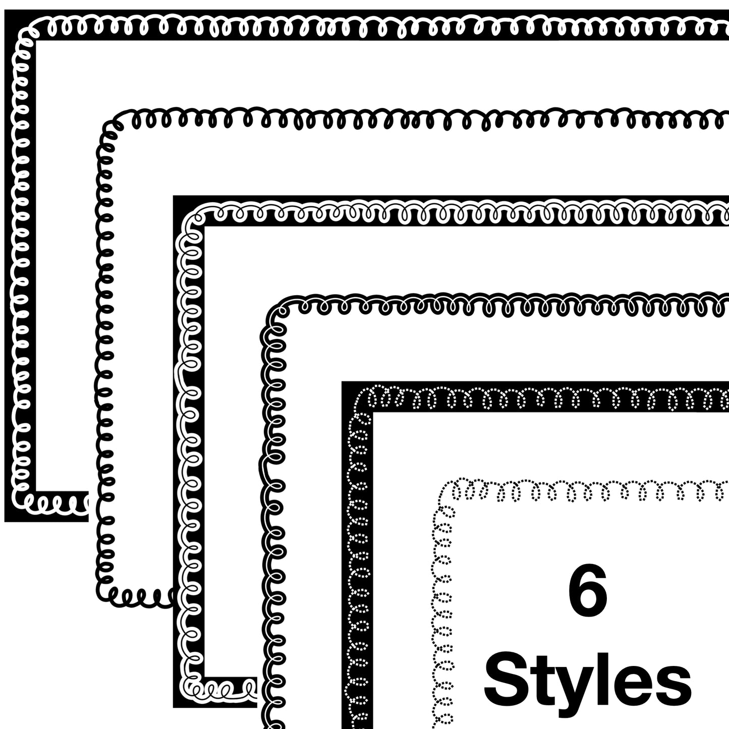 Widescreen Border Clipart Set 33 - Colorful Curly - Google Slides & PowerPoint